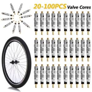 호환 20-100PCS 분리형 Presta 자전거 밸브 코어 교체 황동 CNC FV MTB 도로 타이어 튜브 서비스 부품 수리