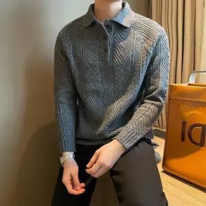 호크아이 남친 니트 빈티지 캐주얼 도톰 추동 데일리룩 스웨터 풀오버 터틀넥 폴라 솔리드 자카드 카라넥 K