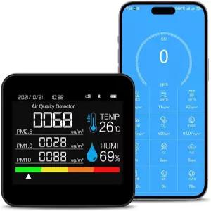 9-in-1 실내 공기질 모니터 가정 사무실 학교 및 호텔을 위한 PM2.5/PM1/PM10/CO2/CO/TVOC/HCHO/템포 습도