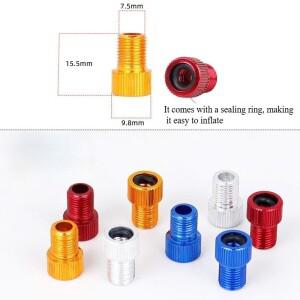 호환 자전거 프레스타-슈레더 밸브 변환기 MTB 어댑터 플라스틱 캡 포함 펌프 에어 노즐 튜브 도구