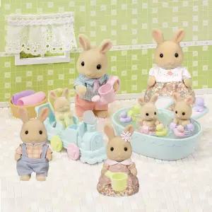 실바니안패밀리 [토이트론] 5706-밀크토끼 가족 + 5707-밀크토끼 세쌍둥이의 목욕놀이 세트