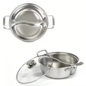 훠궈냄비 인덕션 겸용 스텐 304 샤브냄비 반반냄비 25.8cm 1호