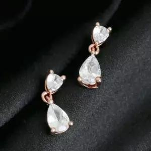 일자침귀걸이 골드필드 핀 미니 물방울 큐빅 귀걸이 14K