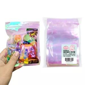 8800 레인보우 어린이집 구디백 포장봉투 미니 지퍼백 12X15cm(100매입)백 유치원백 선물 단체 생일답례 파