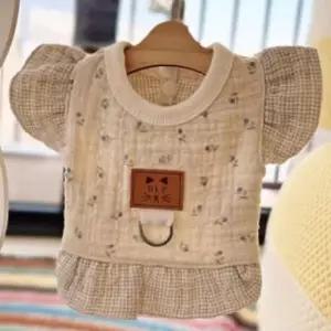 [반려] 티셔츠 블루 산책 체리 강아지 나시 하네스 누빔 1P