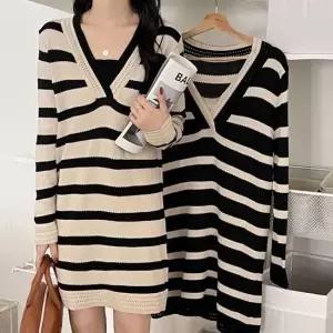 데일리룩 데이트룩 배색패턴 꾸안꾸 단가라 원피스