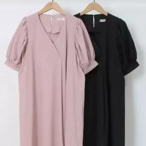 셔링 빅사이즈미시옷 빅사이즈 스판 퍼프 원피스 306O