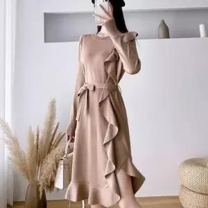 라운드원피스 라운드 언발 롱원피스 밑단프릴 허리 리