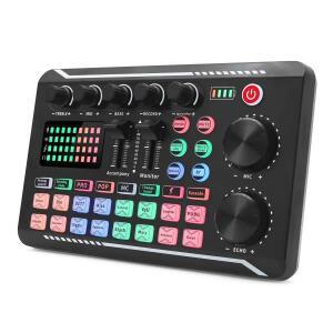 F998 사운드 카드 + BM800 마이크 DJ 장비 오디오 믹서 키트 콘솔 라이브 스트리밍 녹음 노래용