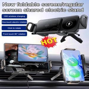 스마트 휴대폰 폰/패드 홀더 자석식 차량용 호환 폰 자동 회전 무선 충전기