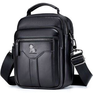 펀다리카 가죽 크로스바디 가방 남성용 숄더백 지갑 소형 메신저백.