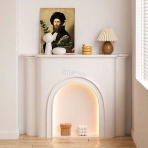 엔틱 벽난로콘솔 LED 장식장 화이트90X24X80 인테리어 조명