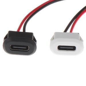 2핀 USB-C타입C 방수 커넥터 직접 압착형 암 소켓 충전 인터페이스 납땜선 포함