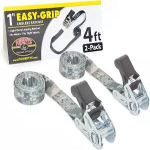 파워타이 Mfg 엔드리스 래칫 - 1인치 x 4피트 이지 그립(후크 없음) 400파운드. 작업 하중 제한 / 1