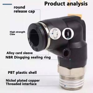 호환 10PCS 블랙 PL  퀵 커넥터 4/6/8/10/12mm 호스 피팅 수나사 M5 1/8 1/4 3/8 1/2 엘보우 플러그인