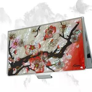 명함케이스 외국인선물추천 명함홀더 한국기념품 메탈명함 자개명함 나전칠기 회사단체선물 디자인-매화핑크 E1WC42BE38