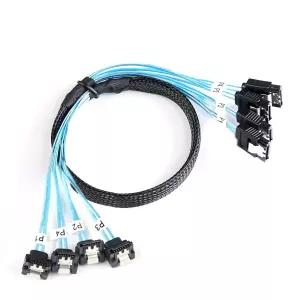 ADCAUDX SATA-III 케이블 0.5M 4Pcs/세트 얇은 90도 직각 SAS 6Gbps 데이터가 서버-레이드 컴퓨터 SDD HDD