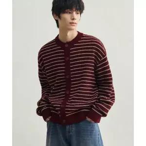 매장정품 ROTEMBER 로우 스트라이프 크롭 니트 가디건 [레드]