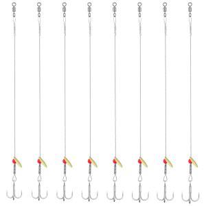 소울첸 8개 얼음 낚시 팁업 리더 리그 세트, 1-8 크기의 날카로운 훅, 7.9인치 무게의 스테인리스 스틸 어리버리 월라이 파이크 머스키 프레데터 낚시용.