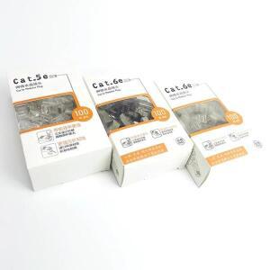 100개/상자 금도금 RJ45 플러그 네트워크 크리스탈 헤드 기가비트 이더넷 케이블 커넥터 Cat5e/Cat6e 쉴드