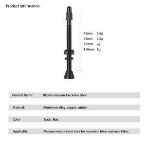 호환 자전거 튜브리스 타이어 밸브 카본 림 프레스타 45 65 80 110mm F/V 니플 탈착식 캡 포함 MTB 에어
