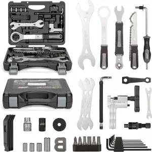 슈퍼 B 자전거 공구 세트 - 캐리 케이스가 포함된 수리 키트 로드 바이크 및 산악 타이어 브레이크 체인