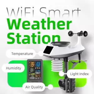 온습도시계 WiFi 스마트 기상 관측소 센서 온도 습도 조명 지수 대기 질 모니터 홈 디지털 온도계