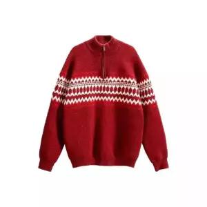 남친 빨강 니트 빈티지 데일리 집업 새해 반 말 연로한 머니 아일랜드 본명년 스웨터 다올1