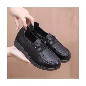 여성 캐주얼 빅사이즈 구두 리얼가죽 슈즈 통굽 신발 러블리 플랫 가죽 엄마 플랫워커 봄가을 다올3