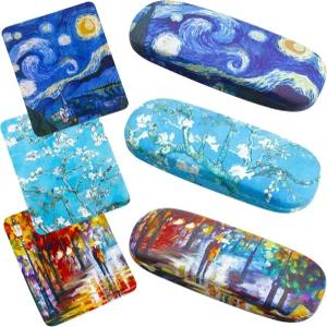 부뮤소 3팩 하드 안경 케이스 청소포가 있는 보호용 쉘 여성 남성용 휴대용