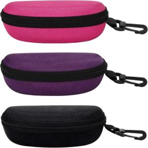 molshine 3피스 휴대용 하드쉘 선글라스 케이스 후크가 달린 지퍼 안경 여성 남성 여행 스포츠용