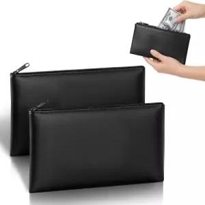 초내구 지퍼가 달린 2팩 프리미엄 머니백 - 11x6.1인치 파우치 캐시백 현금용 뱅크백 수표 지갑 코인백