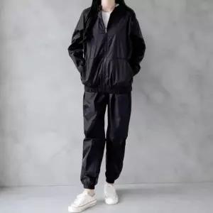 [옷자락]남녀 공용 바스락 블랙 후드 재킷 팬츠 세트
