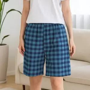 [옷자락]커플용 체크 사계절 밴딩 반바지