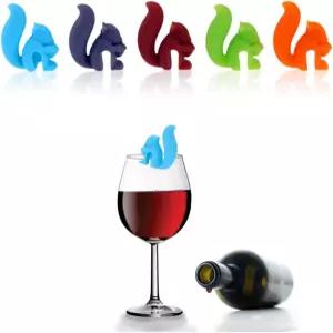 와인 참스 유리 마커 12개 플라밍고 파티 장식 동물 잔 마킹 실리콘 라벨