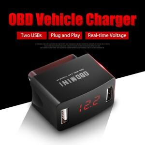 미니 듀얼 USB 충전기 어댑터, 차량용 OBD 충전, 범용 LED 전압 디스플레이, 소켓, 고속 전원, 12V, 24V
