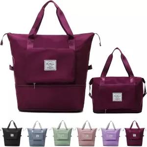 대용량 여행 가방 접이식 확장 가능한 더플 방수 핸드백 여성 및 남성용 오버나이트