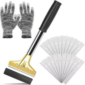 완관 면도날 스크레이퍼 20개의 추가 칼날이 있는 바닥 도구 스토브 청소에 이상적인 페인트 윈도우 유리