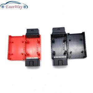 ELM327 OBD2 커넥터 커버(인클로저 포함) J1962m 플러그(인클로저 16핀 남성 여성 DIY 도구 2개(오픈
