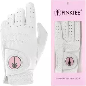 크라운블랭크스 핑키 여성용 골프 글러브 왼손잡이 핑크 카브레타 가죽 탈착식 마그네틱 볼 마커 풀 핑거