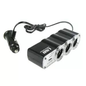 Coms 차량용 시가 소켓 3포트(3구) WF-0120 가잭(시거) 자동차 소켓. 멀티 USB 1포트(1구) 충전 port 멀티