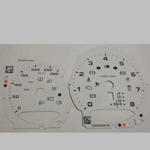포르쉐 마칸 718 982 스피도 타코 다이얼 게이지 페이스, 계기판 오버레이, 280 kmh 화이트
