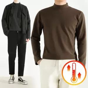 양면 기모 반목티 겨울 터틀넥 폴라 셔츠티 남자 모크 남성 반목 반라 니트 하프