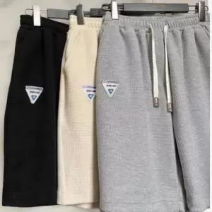 [옷자락]남성 스포츠 와플 패턴 삼각 엠블럼 와이드 밴딩 반바지