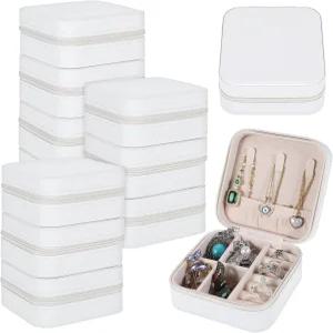 JOUTYFOR 12개 미니 여행용 주얼리 케이스 신부 들러리 프로포즈 선물 상자 작은 정리함 PU 가죽 귀걸이