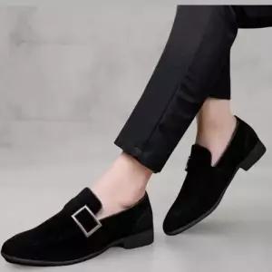 [옷자락]남성 클래식 스웨이드 골드버클 낮은굽 로퍼 신발