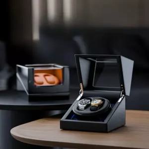 오토매틱 시계 관리 워치 슬롯 수납함 심플 와인더 2 회전 저소음 손목 충전식 와치