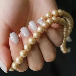 [제이로렌]바이데이지 샴페인 골드 8mm 진주 목걸이 Bn0572