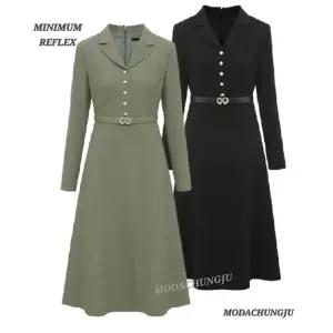 [미니멈]MD 카라 플레어 원피스  MD MYDAWO0620GN