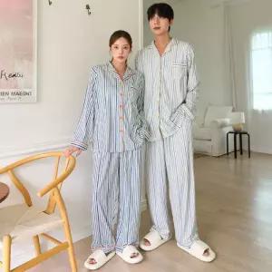 [글램공감]알록달록 투피스 커플잠옷 피치기모 남녀공용 수면 파자마 3colors